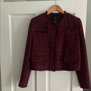 Mango Red Blazer Tailored Tweed Jacket